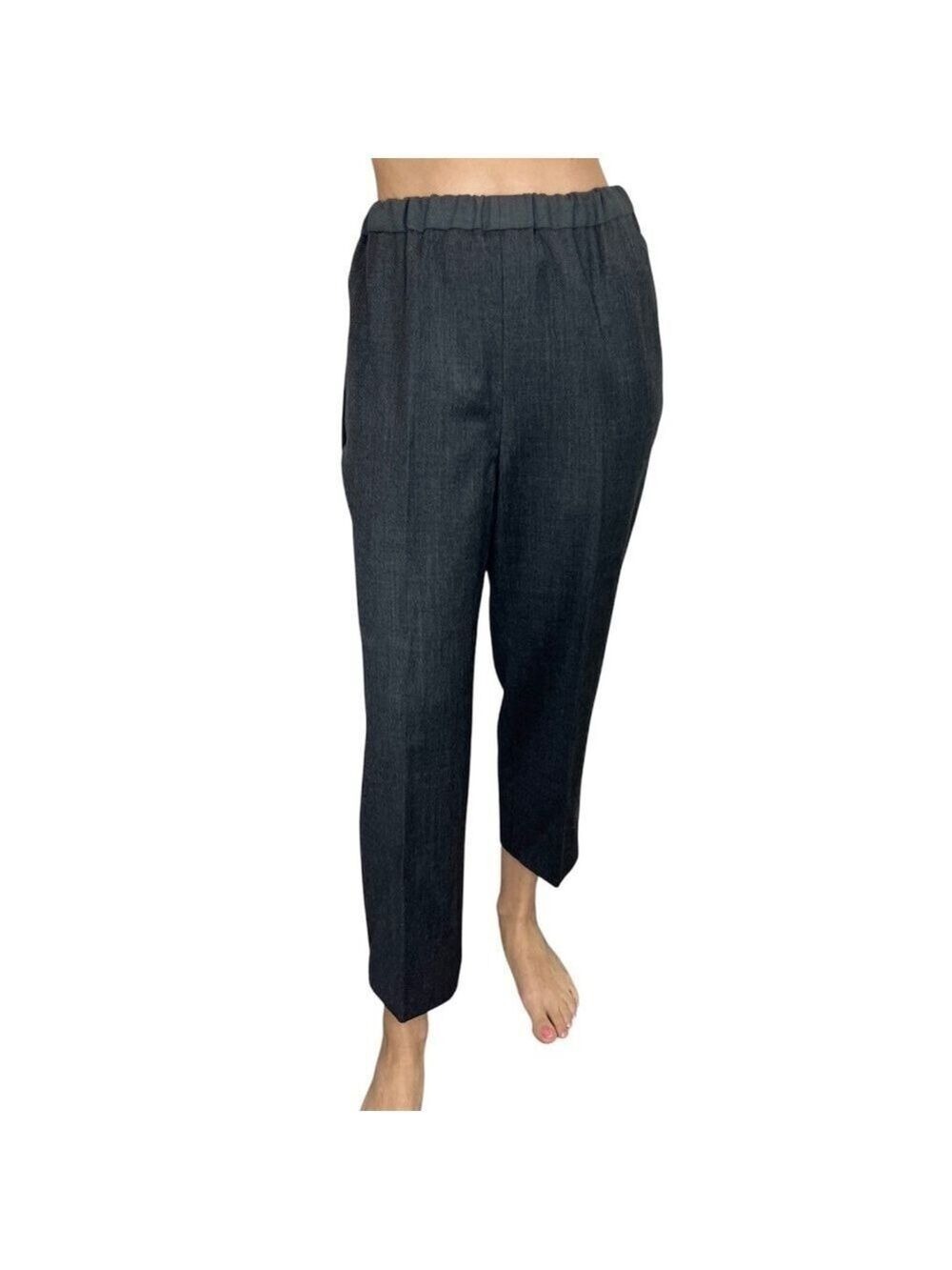 Grey high rise pull on relaxed fit ankle length trousers